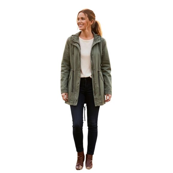 Anthropologie Marrakech Olive Utility Jacket Full Zip Snap Pockets Size S - Picture 1 of 11